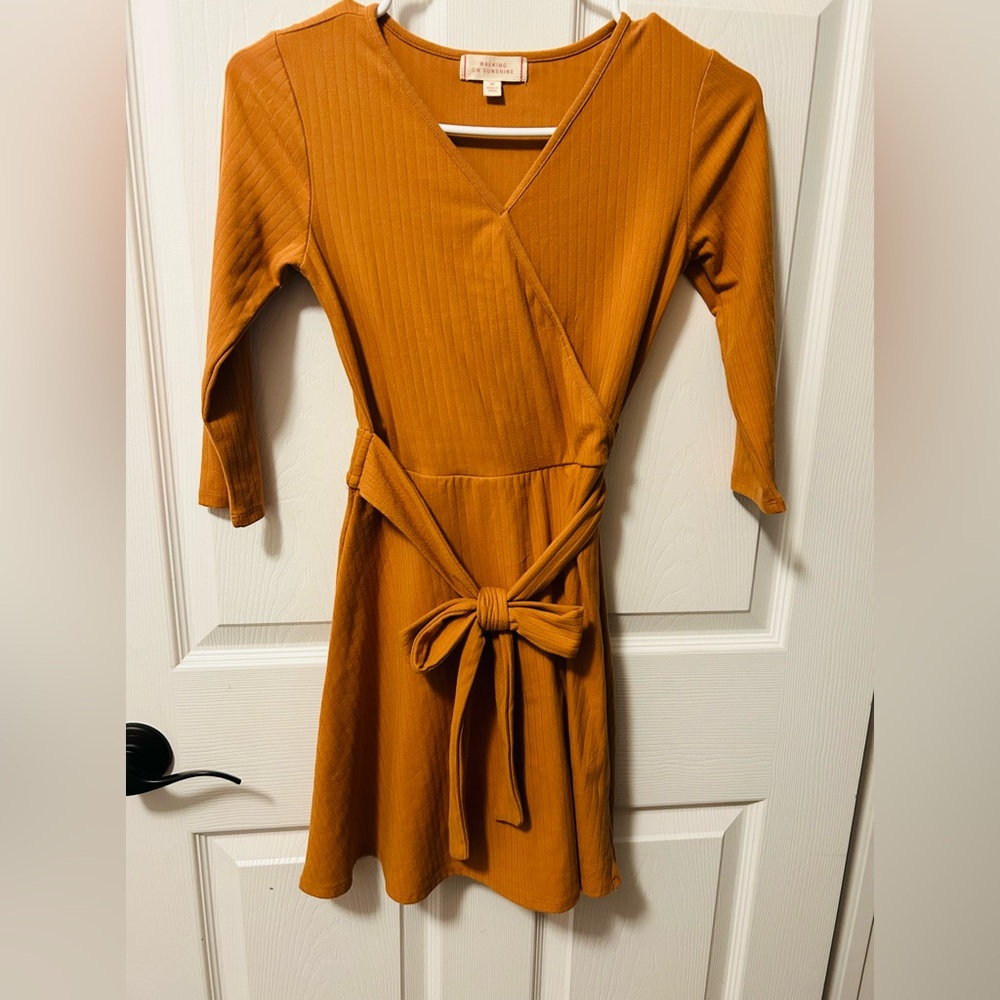 Walking on Sunshine Girls M mustard dress Nordstrom Rack